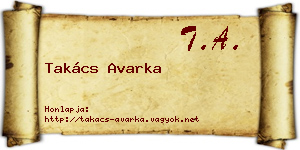 Takács Avarka névjegykártya